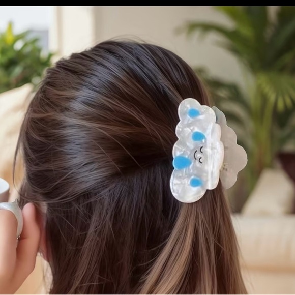 Cute Cloud Hair Clip with Blue Raindrops - Picture 3 of 4